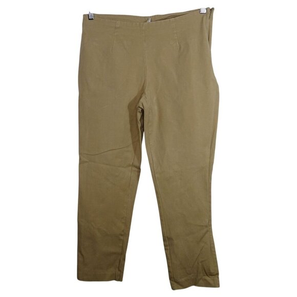 Time And Tru Khaki Ankle Pants Women Size 12 Skinny Side Zipper - Picture 1 of 10